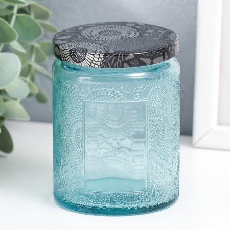 Bank for candles glass with a “flower” lid, cylinder 9x7x7 cm, mix