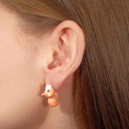 Corgi polymer clay earrings, orange color-1