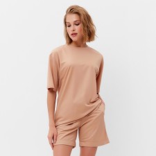 Women's costume (T -shirt, shorts) minku: casual collection color sand, size 42