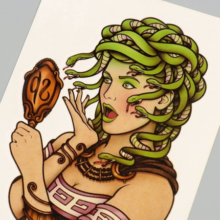 Tattoo on the body color "Medusa Gorgon" 26.1x14.6 cm-3