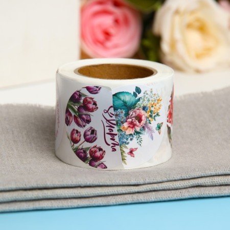 Stickers for flowers and gifts "March 8", 4.4 x 4.4 cm, 252 pcs.-1