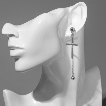 Hanging “Crosses” with beads, silver color-3
