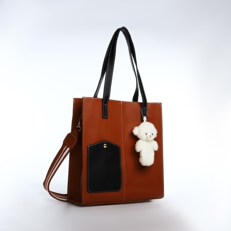 Bag Women's Tout with zipper, brown color-2