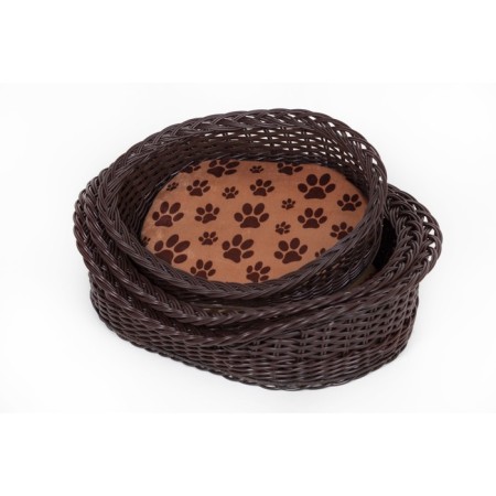 Basket with threshold No. 4, eco -rot 56 x 41 x 16 cm, dark wood, pillow mix