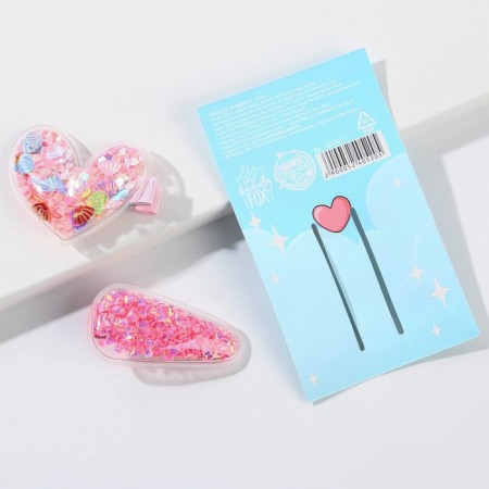 Hair clips "Fold your heart", 2 pcs. (shaker)-3