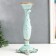 Polystone candlestick for 1 candle "lush sheet" of pale blue 26.5x9x9 cm