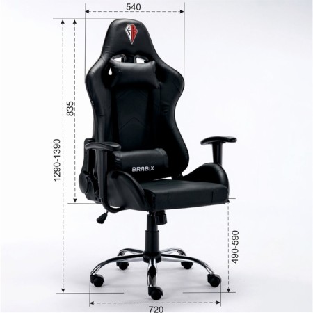 Playing armchair Brabix Hunter GM-130, two pillows, eco-leather, black-6