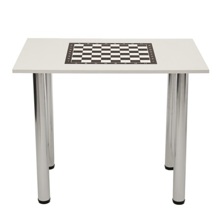 Chess table on metal legs, white, 90 x 65 cm-1