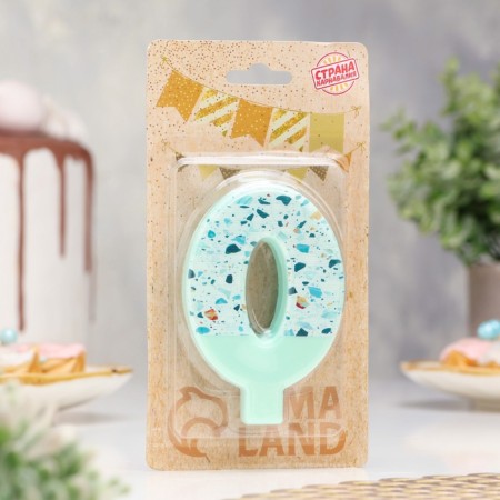Candle for the Mosaica cake, number "0", blue-1