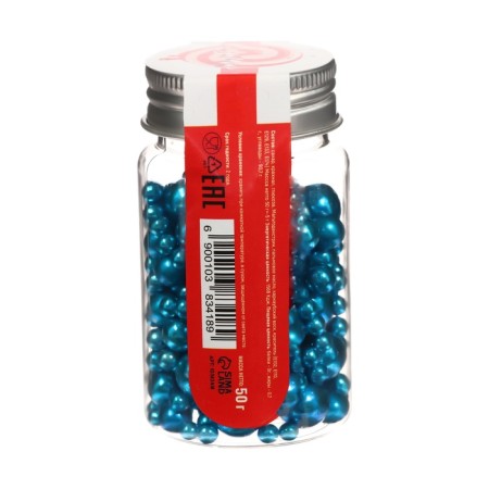 Confectionery sprinkling "different sizes", balls, dark - blue, 50 g-2