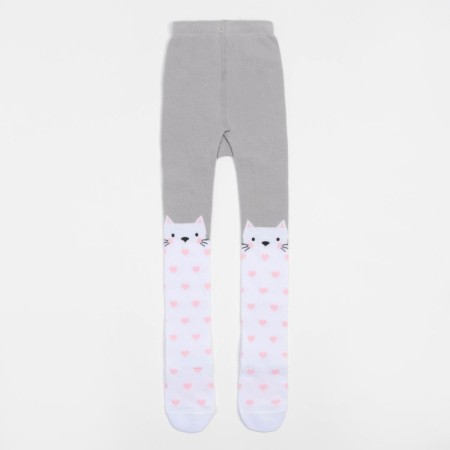 Pantyhose baby kaftan "cat" 116-122 cm, gray/white-1