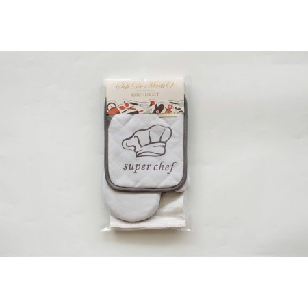 Kitchen CHEF: take, mittens, towel 38x63 cm, color gray color-1