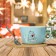 Ceramic mug on a stand with a spoon "Bear", 230 ml, beige color