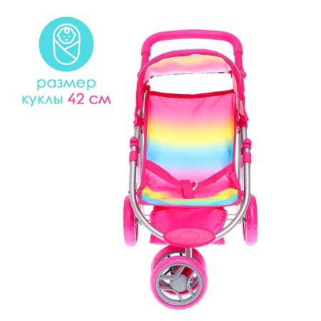 Stroller for dolls summer, with a roof, the handle is adjustable, metal-4