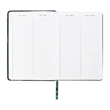 The diary is low, A5, 136 sheets, leatherette, Devente. Tropicana, solid cover, foil embossing, perforation, liesse, block 70%, dark green-7
