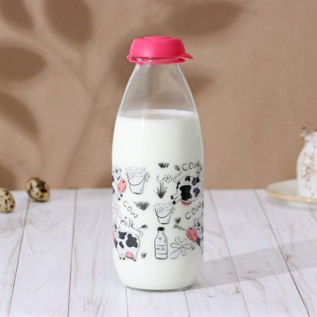 Black Herevin Milk Bottle, 1 L, 8.5 × 24.5 cm