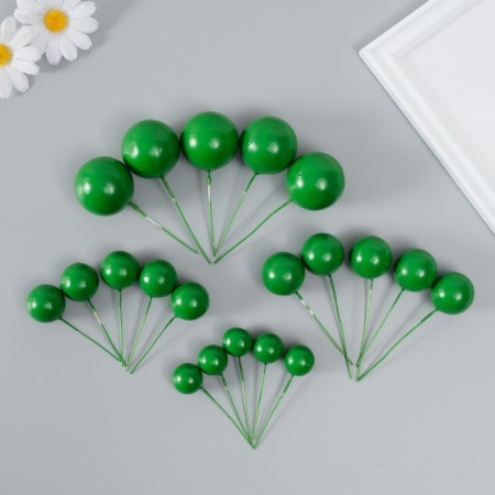 Decor for creativity "Green balls" d = 2; 3; 3.5 and 4 cm set 20 pcs