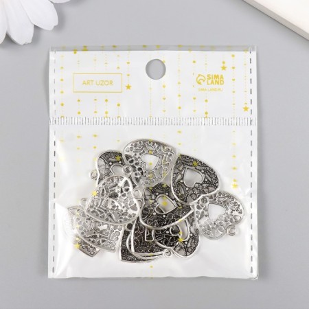 Decor for creativity Metal "Openland Heart" silver 2.3x2 cm-6