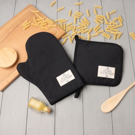 Set of kitchen. Ethel "Kitchen" Ts. Chernoye, mittens-seging 20x28cm, 19x19cm selection, 100% HL-6