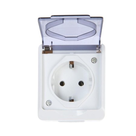 Single socket, 16a, invoice, with salary, IP44, street, white-2