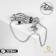 Brooch "Skeleton" with a chain, black and white color in silver