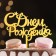 Topper "Happy Birthday" with stars, italics, gold, give beautifully