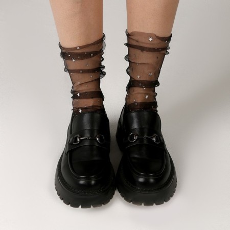 Carnival accessory, socks, black stars silver-3