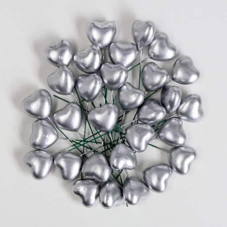 STETER "heart" silver, 3x1.5x2cm / set 30pcs-3