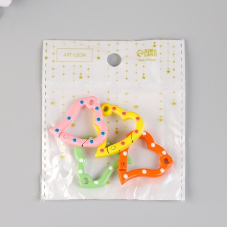 Carabiner Metal "Heart in Polletka" set 4 pcs 3.2x2.8 cm-2