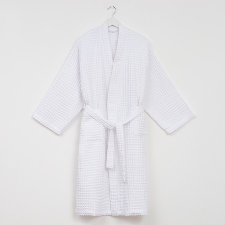 Wafel dressing gown men's elongated Ethel "BOHO" size 58-60, color white, 100% cotton, 290 g/m2-1