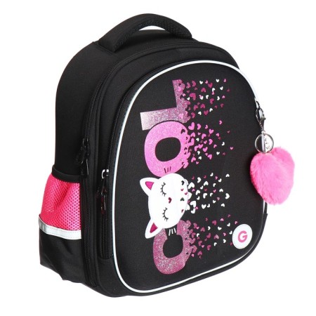 Frame saturan, 36 x 28 x 20 cm, Grizzly, from Plyusha, + keychain, black/pink-1