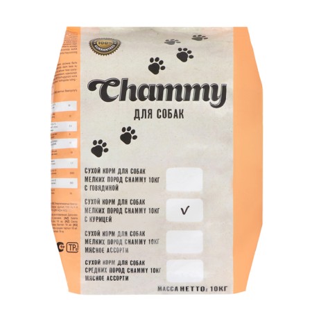 Dry feed Chammy for dogs of small breeds, with chicken, 10 kg