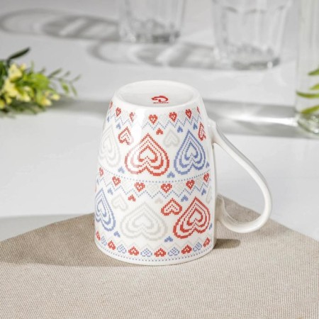 Porcelain share mug "Heart", 350 ml, white color-3