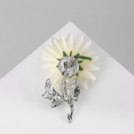 Brooch "Flower" chrysanthemum, white-green color in silver-2