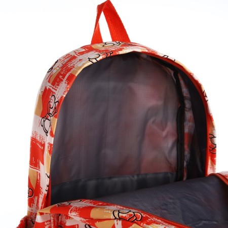 School backpack of textiles on a zipper, 3 pockets, color orange color-5