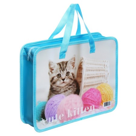 Folder with handles plastic A4 Calligrata "kitten", 32.2x25.6x7 cm,-1