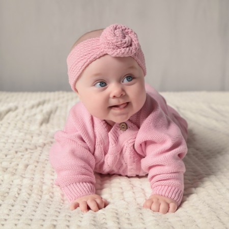 Knitted crumb set "Cute" growth 80-86 cm, pink color-1