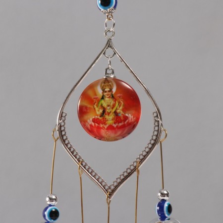 Wind Music Metal from the evil eye "Goddess Lakshmi" 5 bells 36 cm-1