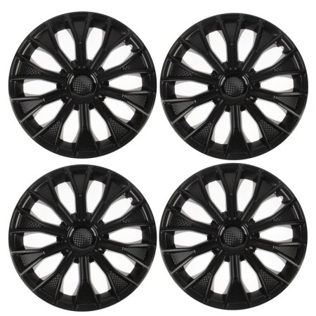 Wheel caps R15 "Voltok", black gloss carbon, set 4 pcs.