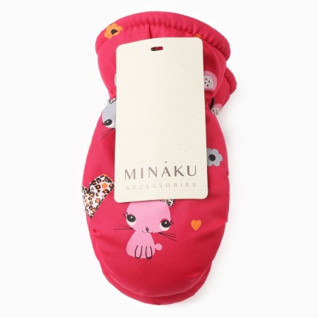 Mittens of winter children's minku, raspberry color, 18cm-4