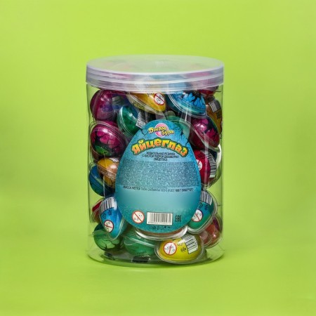 Chewing gum "egg -eyed" with acidic powder, assorted, jar, 12 g