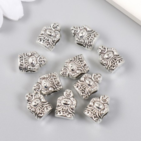 Bead for creativity Metal "Hothe" silver 1x1.4 cm-2
