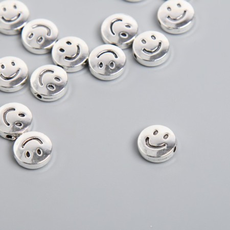 Bead for creativity Metal "Smile" silver 0.4x1x1 cm