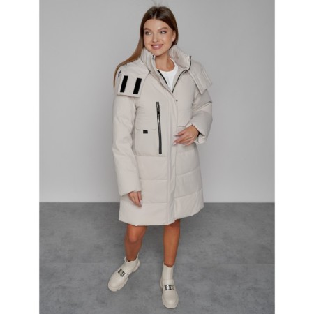 Coat insulated winter female, size 50, beige color-8