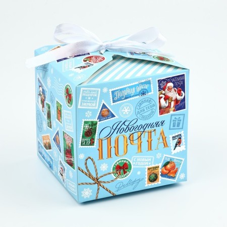Box a gift New Year's folding "New Year's Post", 12 x 12 x 12 cm, New Year-1