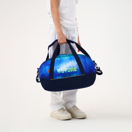 Lightning fitness bag, external pocket, blue color-4