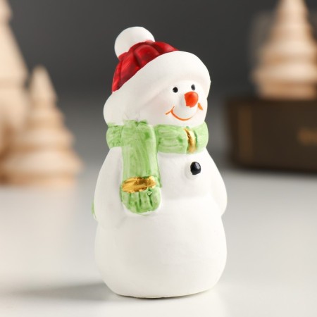 Souvenir Ceramics "Snowman in a red hat and green scarf" MIX 3.5x2.8x6.5 cm-2