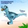 Rex dinosaur, with a bone, works from batteries, light and sound, blue color