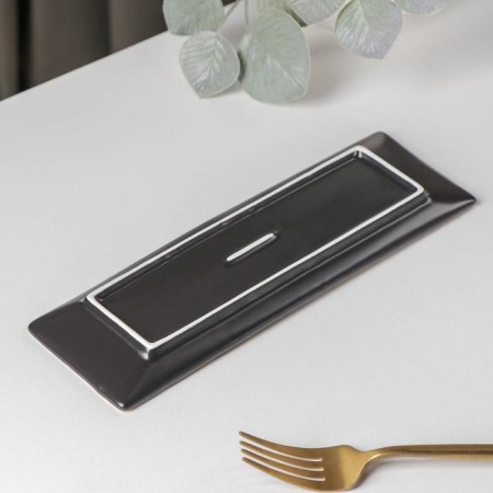 Ceramic serving dish "Rapsodia", 24 × 7.5 cm, black color-2