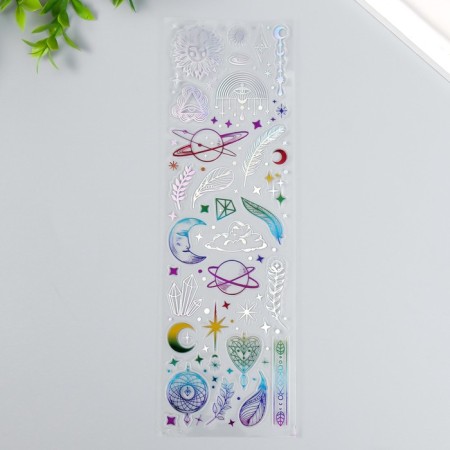 Sticker plastic silver overflow "Fairytale World" mix 7.5x26 cm-2